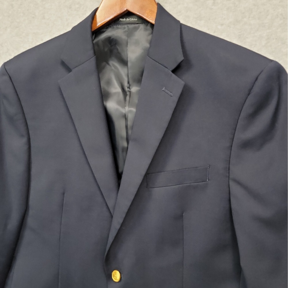Lauren Ralph Lauren Men 42R Wool Blazer Sport Coat Jacket Navy Blue Gold Button - Picture 3 of 15
